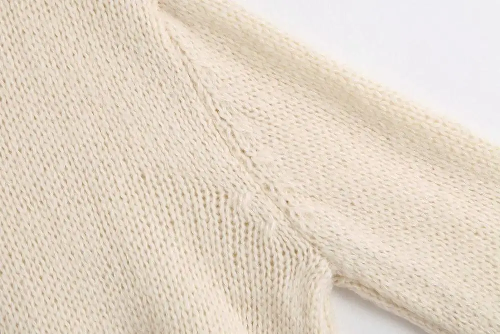 Dropshipping elegant Light Green Loose Knitted Retro Long sleeve Women Sweater casual vintage streetwear Tops | Женская одежда