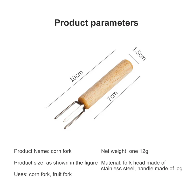 

3Pcs BBQ Corn Fork Reusable Food Fork Corn Roast Needle Corn Plug Barbecue Beef Sausage Fruit Wood Handle Fork Kitchen Tools