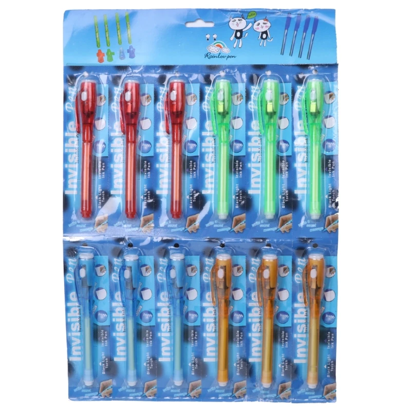 

Invisible Ink Pen Built in UV Light Secret Message Tool Set New