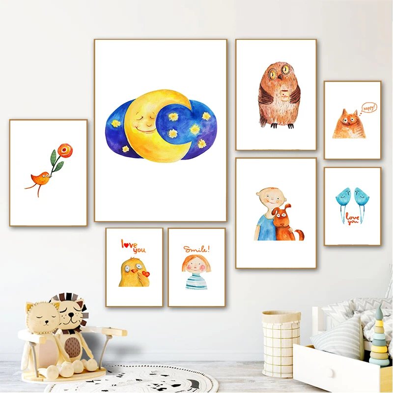 Мультяшные милые детские постеры и принты для детской комнаты в скандинавском