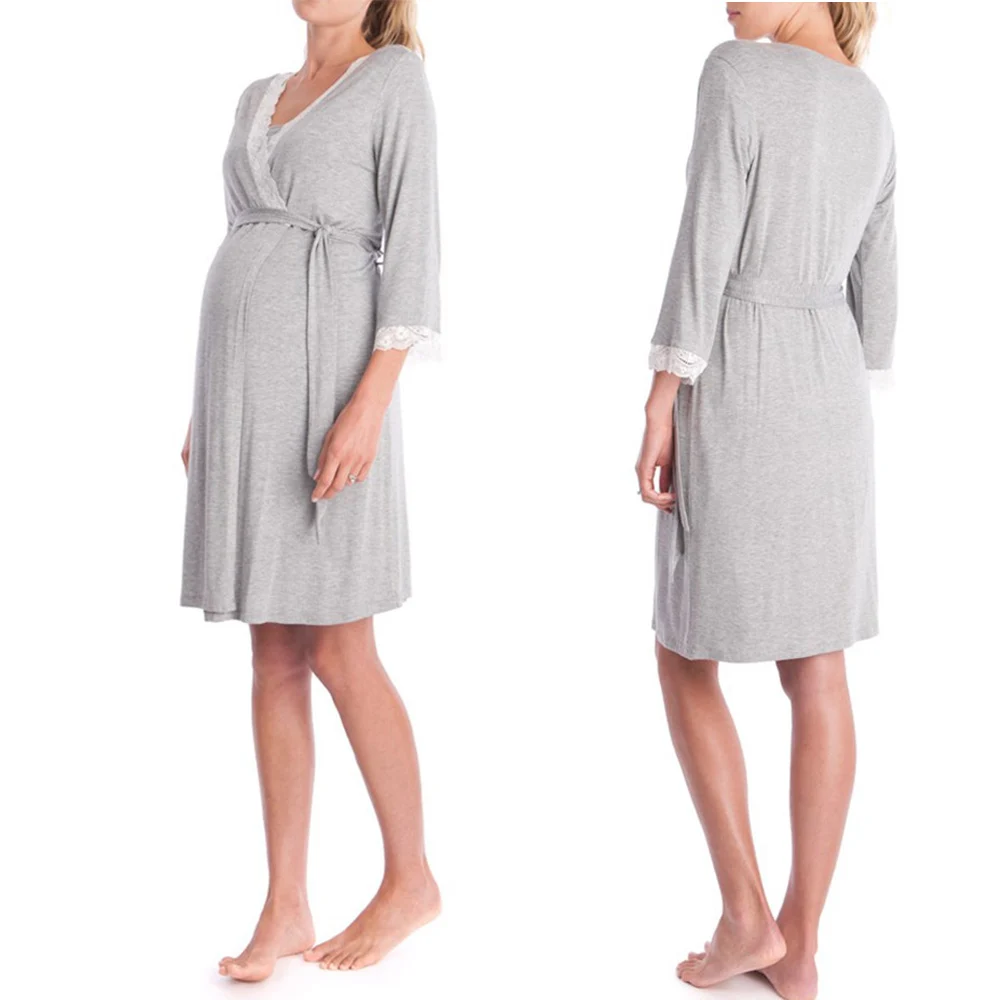 Халат для беременных женщин с кружевной отделкой и полурукавами от AliExpress WW