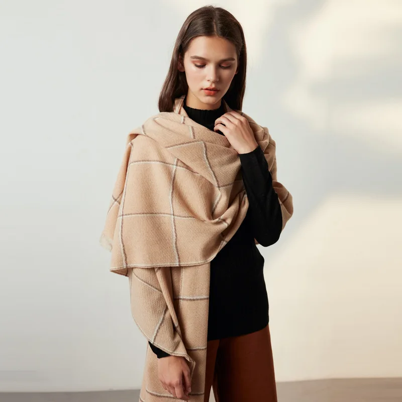 Cashmere scarf Women Plaid Scarf female winter cashmere shawl dual-use long thick warm | Wraps