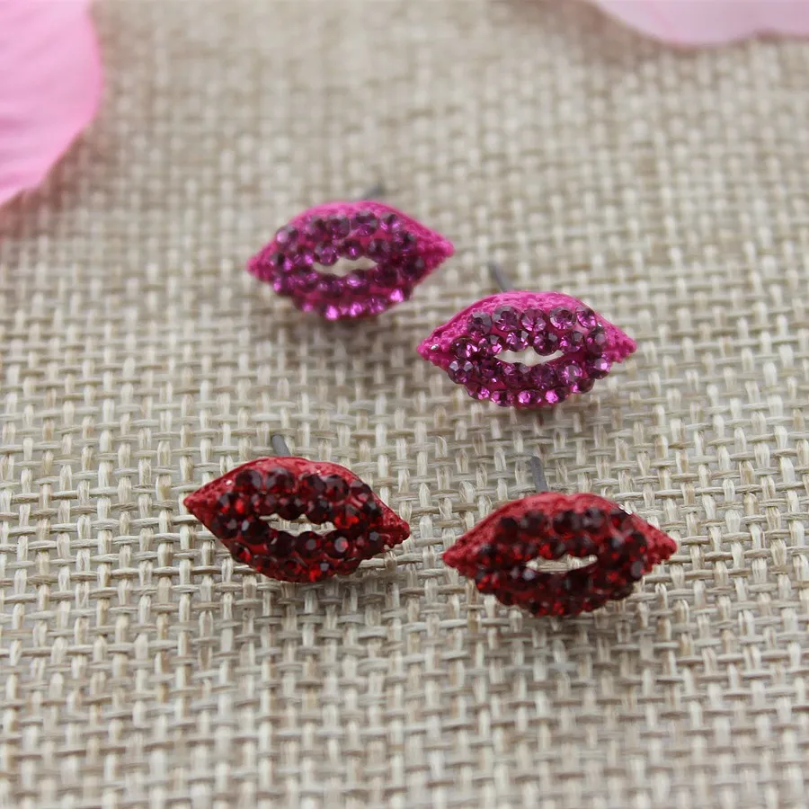 Милые маленькие серьги Стразы 2019 красные розовые для девочек женские корейские