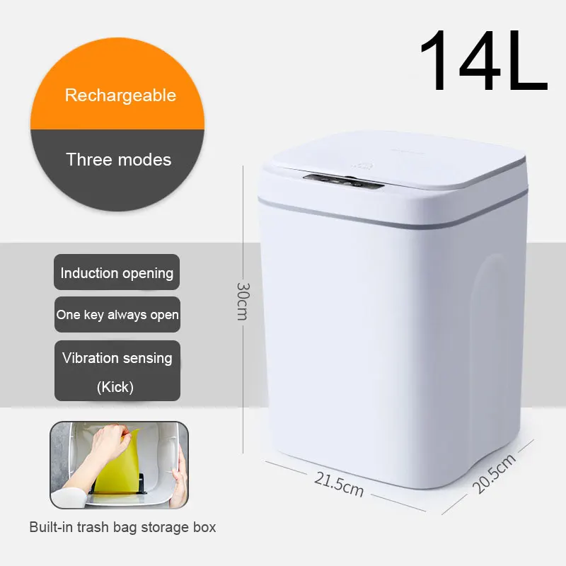 

12/14/16L Smart Automatic Induction Trash Can Household Mute Bedroom Bathroom Kitchen Storage Bucket WWO66