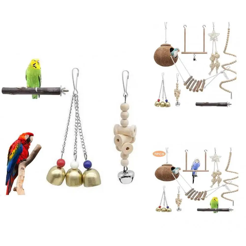 

Интересный прочный деревянный попугай, Кокосовая оболочка, Семейная Игрушка, набор для попугаев