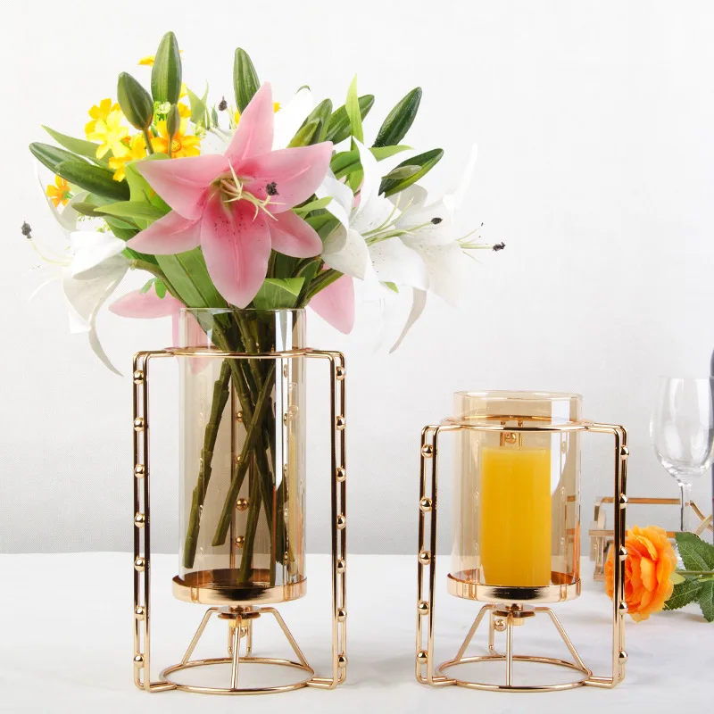 

New Year Home Decoration Candle Holder Ornament Decoration Geometric Square Iron Art Festive Atmosphere Decoration Props