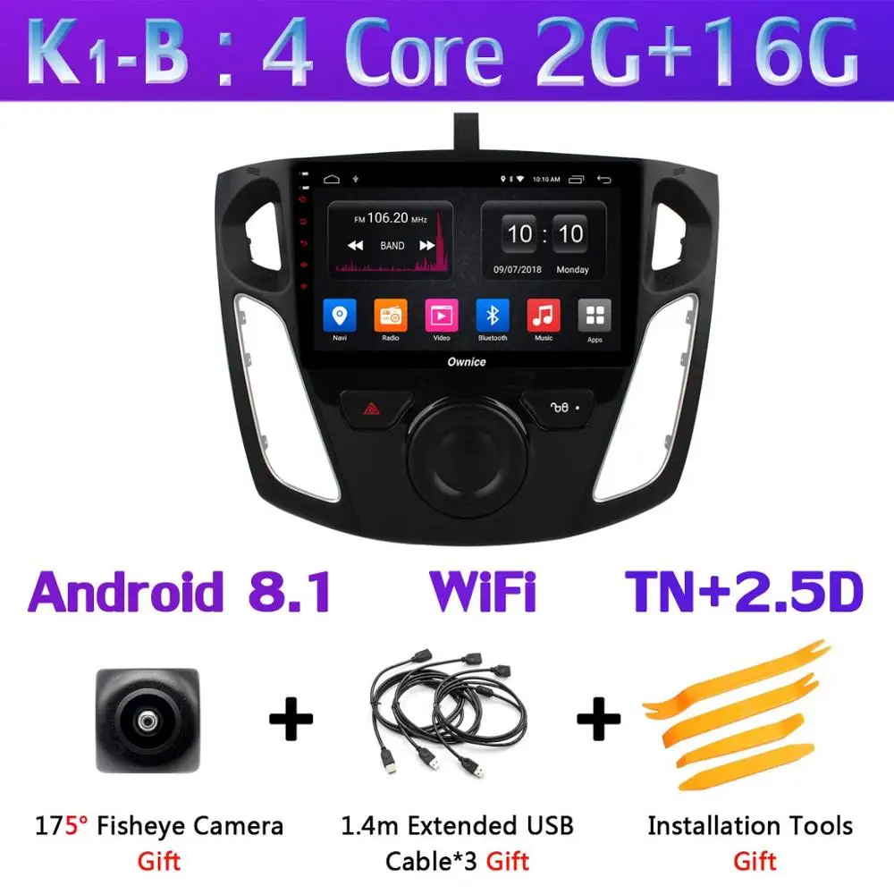 360 ° панорамная 4 × камера 4G LTE Android 9,0 4+ 64G SPDIF DSP CarPlay Автомобильный мультимедийный плеер для Ford Focus 3 mk3 2012- gps радио - Цвет: K1-B