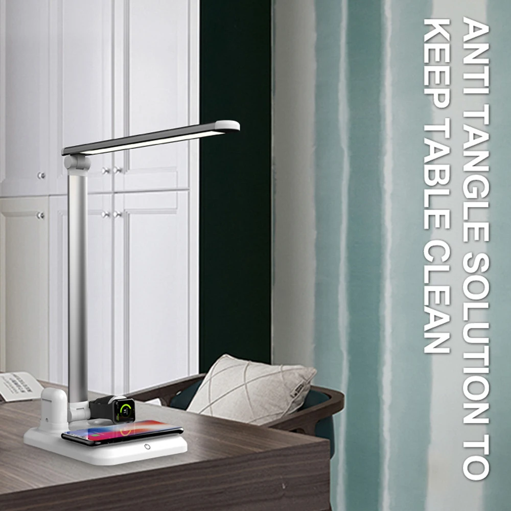 Настольная лампа 4 в 1 5 Вт многофункциональное Беспроводное зарядное устройство