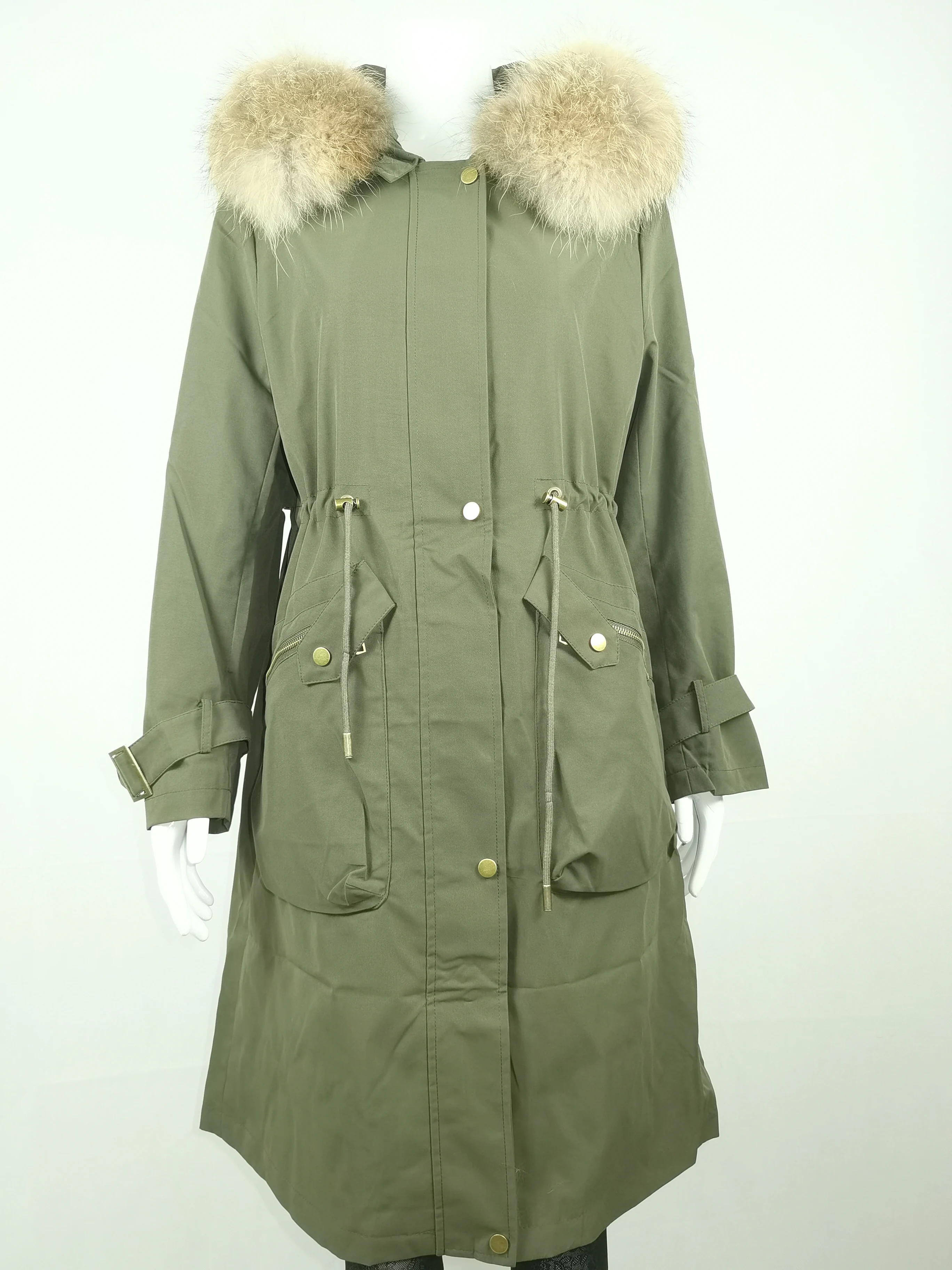 

Winter Large Real Raccoon Fur Collar Hooded Warm Jacket Women Rex Rabbit Fur lining Parkas Female Clothes Snow Outwear Parkas