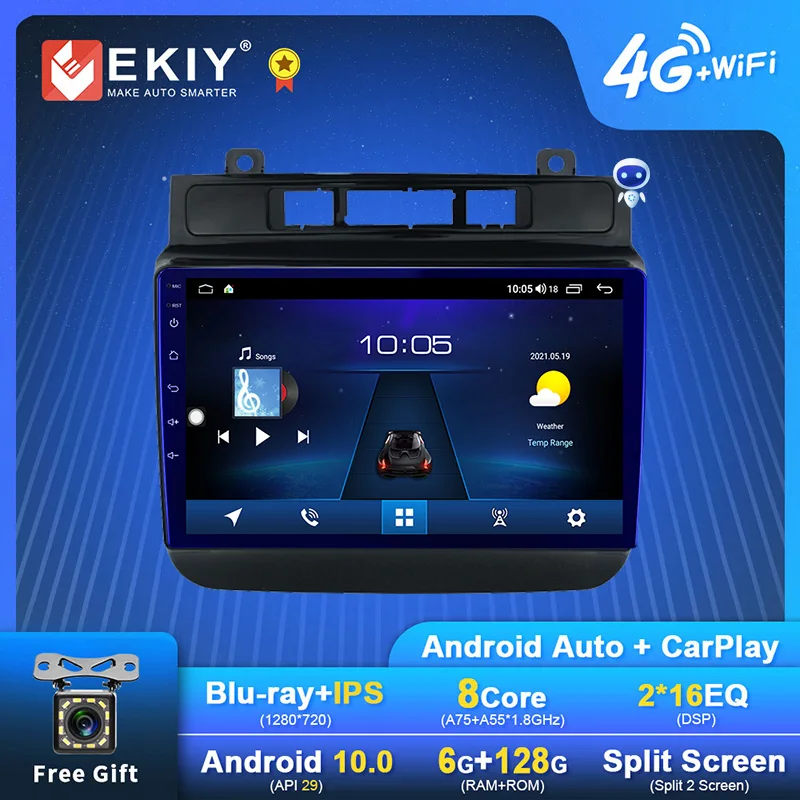 

Автомагнитола EKIY на Android 10 для Volkswagen Touareg FL NF 2010-2018, автомагнитола с DVD, 6 + 128 ГБ, 8-ядерным процессором, GPS, Навигатором HU