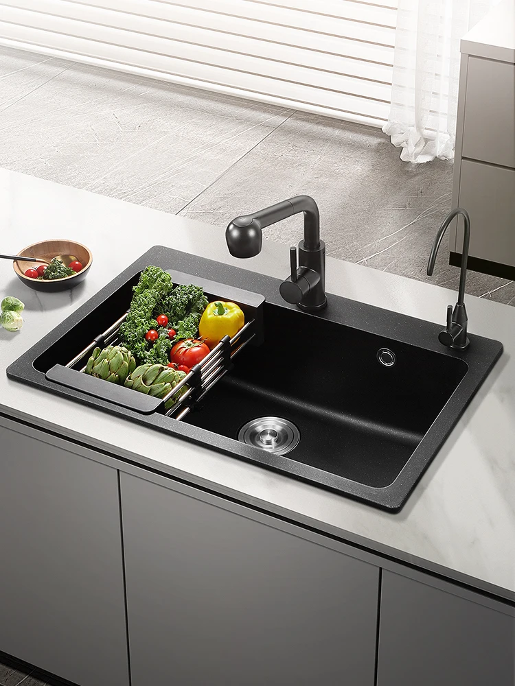 

Кухонная раковина над стойкой или ударопрочная раковина для мытья овощей кварцевый материал одна чаша 1,2 мм толщина раковины кухня