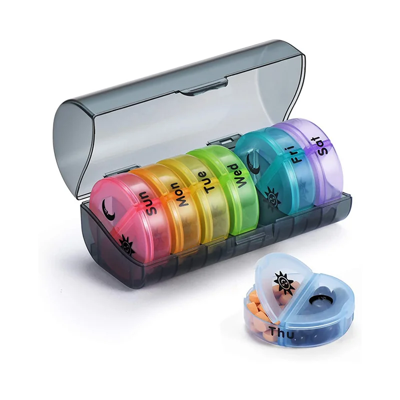 

Pill Cases Portable Pill Storage Box Weekly Am Pm Pill Box Large Capacity 7-Days Pill Box Large Capacity 7-day Kit For Tablets