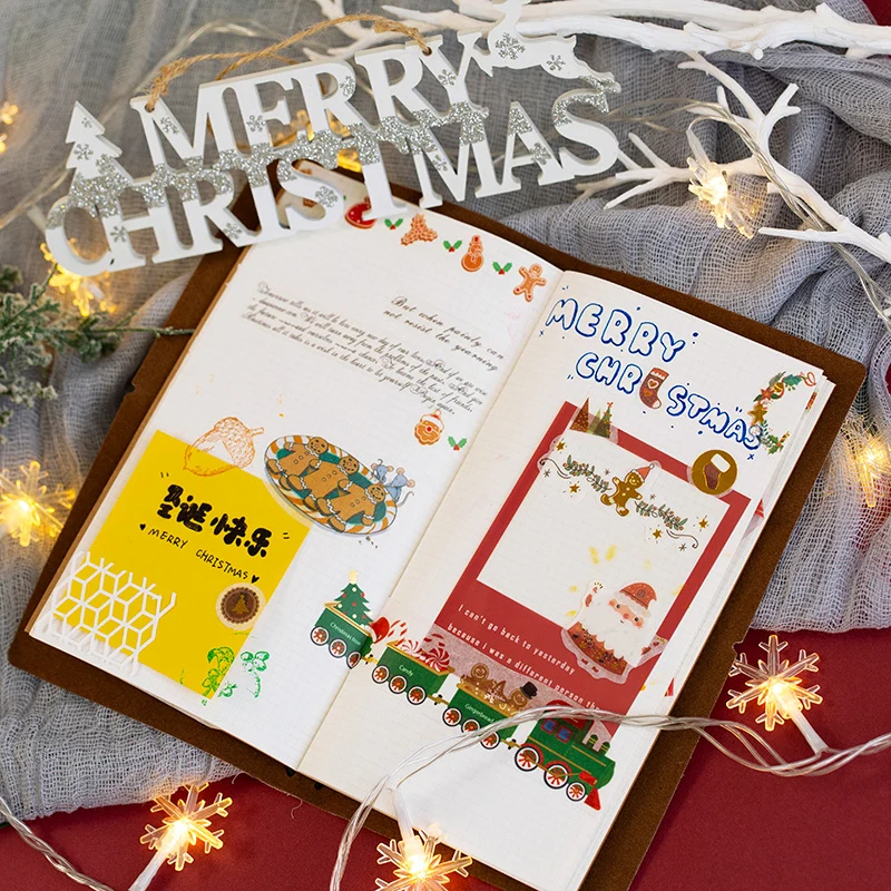 6 шт./партия мультяшная позолота Рождественская бумажная наклейка украшение