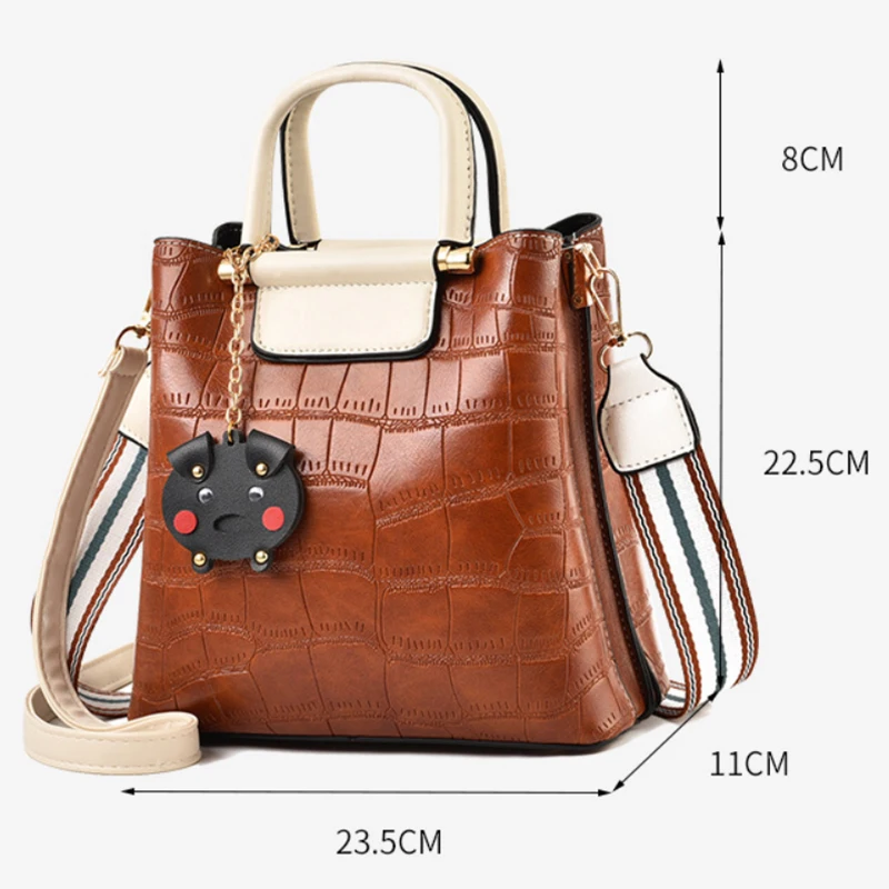 

New Luxury Handbags Women Bags Designer Casual Fashion Stone Pattern Bucket Bag PU Soft Leather Handbags Shoulder Bag Messenger