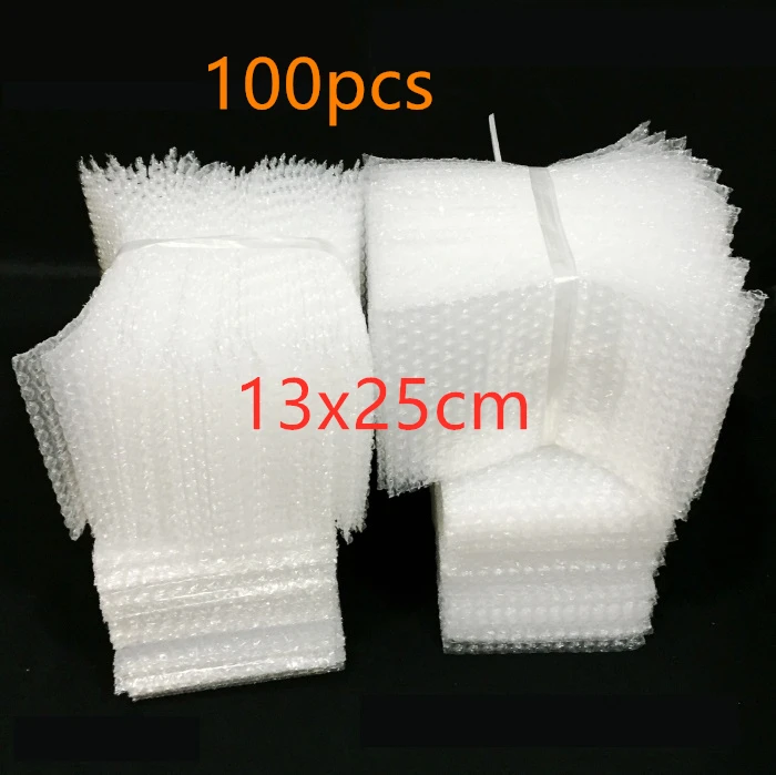 

100pcs 13x25cm Plastic Wrap Envelope White Bubble Packing Bags PE Clear Shockproof Packaging Bag Double Film Bubble Bag