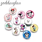 Disney с героем мультика Минни Мышь Симпатичные 10 шт. круглый фото стекло 18 мм кнопки для 18 мм Оснастки браслеты ювелирные изделия