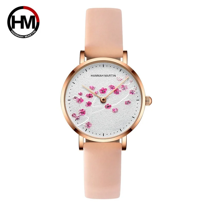 

Hannah Martin Ladies Watch Japanese Quartz Movement Red Plum Leather Strap Ladies Watch Ladies Luxury Watch Birthday Gift