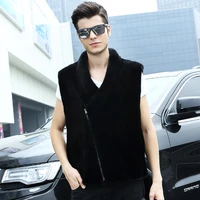 winter mens faux fur vest coat sleeveless casual stand collar waistcoat black white male clothing warm top s56