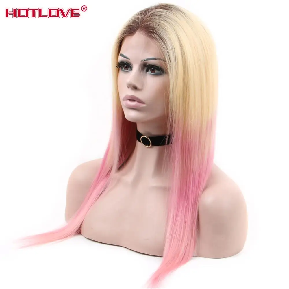 Парик 1b/613/розовый блонд без клея на шнуровке передние парики из человеческих