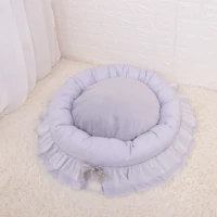 blue pet round nest dog with a safe sofa bed flower style pet nest