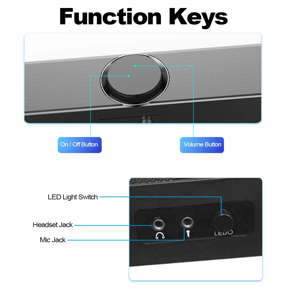 USB звуковая панель SADA 3 5 мм со светодиодной подсветкой|Портативные колонки| |