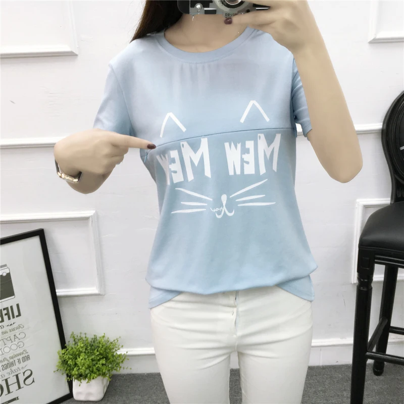 Топы для кормящих матерей одежда грудного вскармливания беременных футболка с