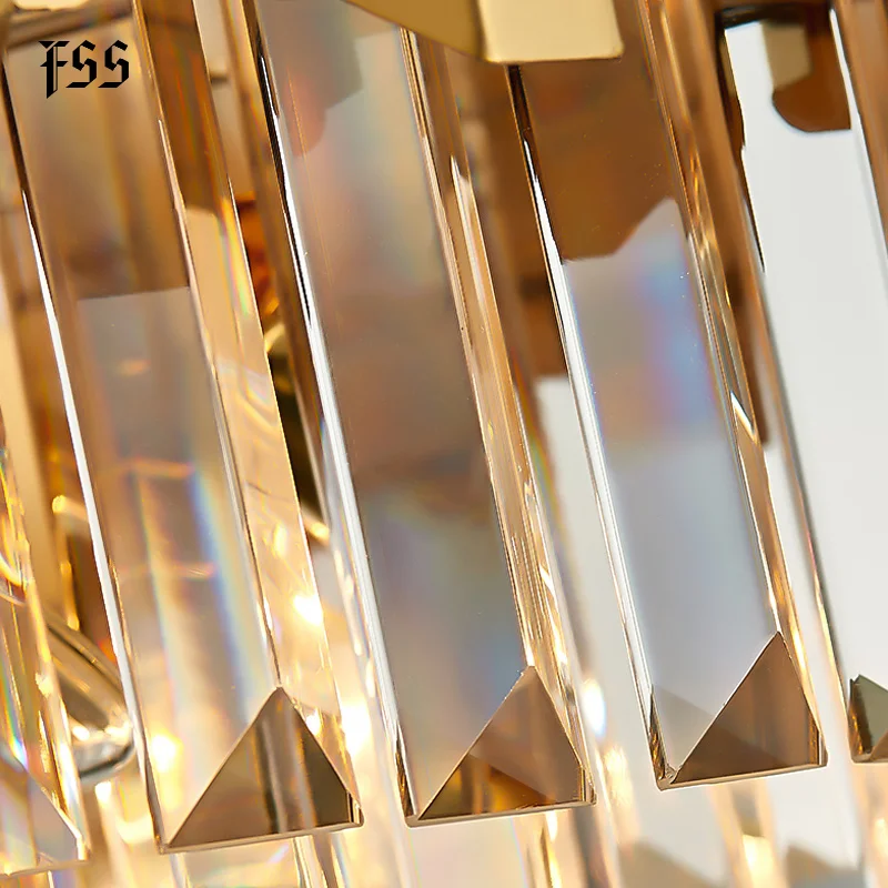 Современная Золотая люстра для светильник роскошная круглая хрустальная лампа