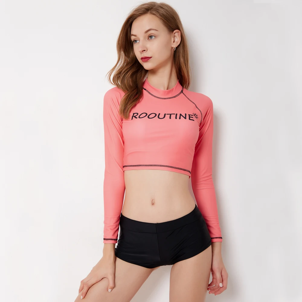 Женские купальники из двух предметов одежда для серфинга Топ с длинным рукавом