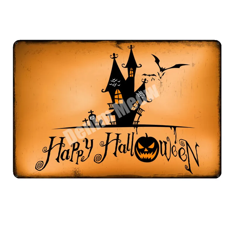 Винтажные металлические жестяные знаки на Хэллоуин декоративные тарелки для