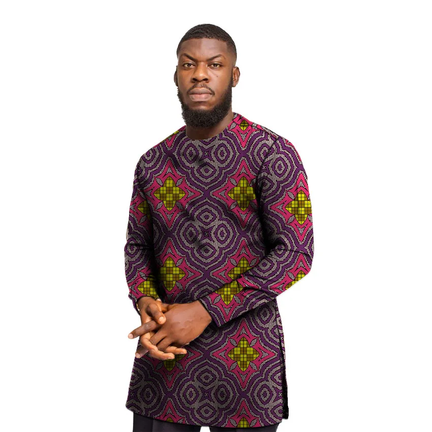 

African Print Clothes Nigerian Style Gift Men's Dashiki Shirts Tailor Made Male Ankara Tops For Party