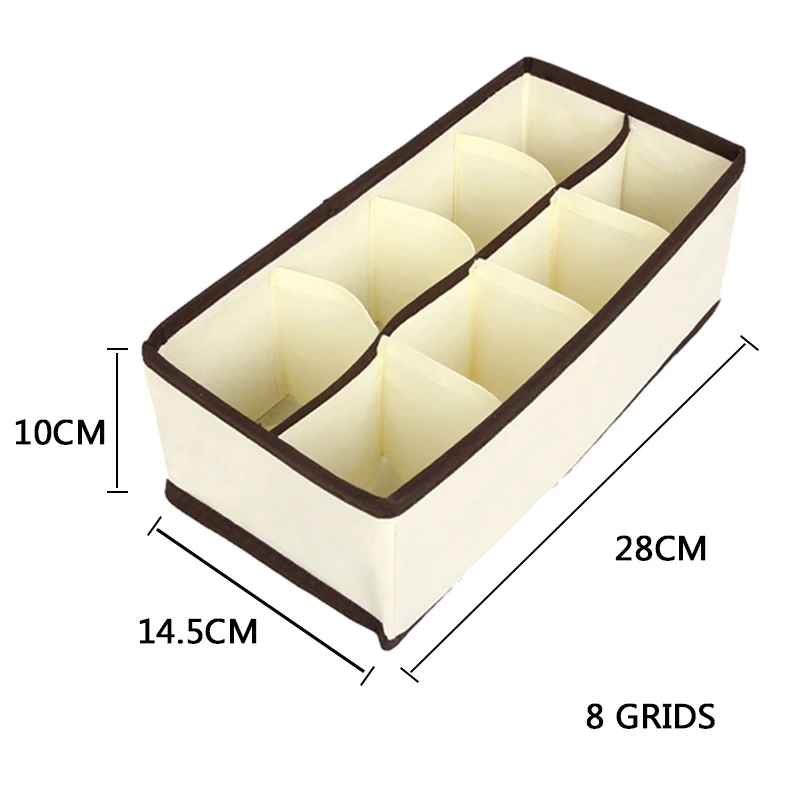 Beige 8 Grids Новинка, много размеров, органайзер для нижнего белья, бюстгальтеров, ящиков, шкафов, органайзеров, коробок для нижнего белья, шарфов, носков, домашнего хранения - Цвет: Beige 8 Grids