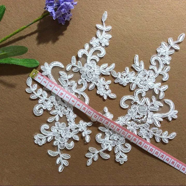 1 пара кружевных патчей для одежды вышивка цветок аппликация нашивки свадебные