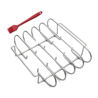 rib roasting rack holds 4 ribsslot bbq stand with 2 easy grip handlesfor oven and grilletcwith sauce basting brush