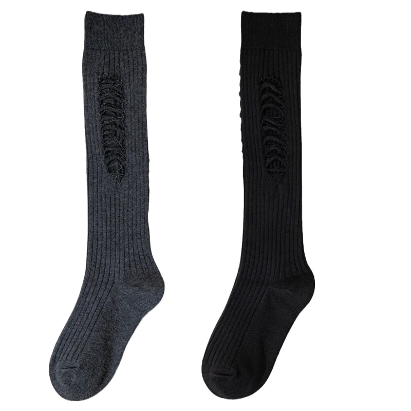 

1 Pair Women Girls Ripped Style Female Broken Destroyed Sock Lolita Japanese JK Style Knee High Socks Student Stockings L5YB