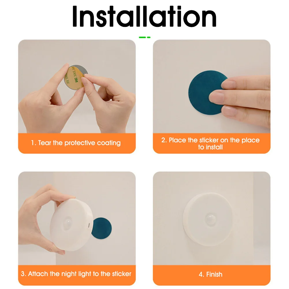 

Stick-on LED Motion Sensor Night Light USB Rechargeable Bedroom Wall Lamp Stairs Intelligent Body Light Sensor Hallway Lamp