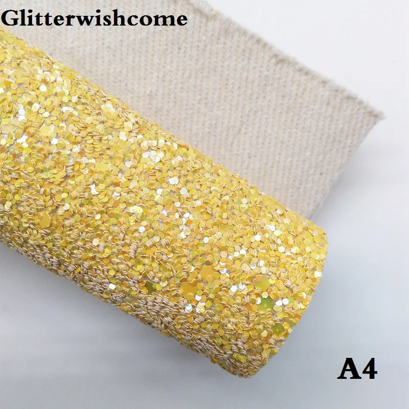 Glitterwishcome 21X29 см A4 размер искусственная кожа ткань, блестящая ткань, Vinil Para Lazos плотная блестящая ткань для бантов, GM034A - Цвет: A4