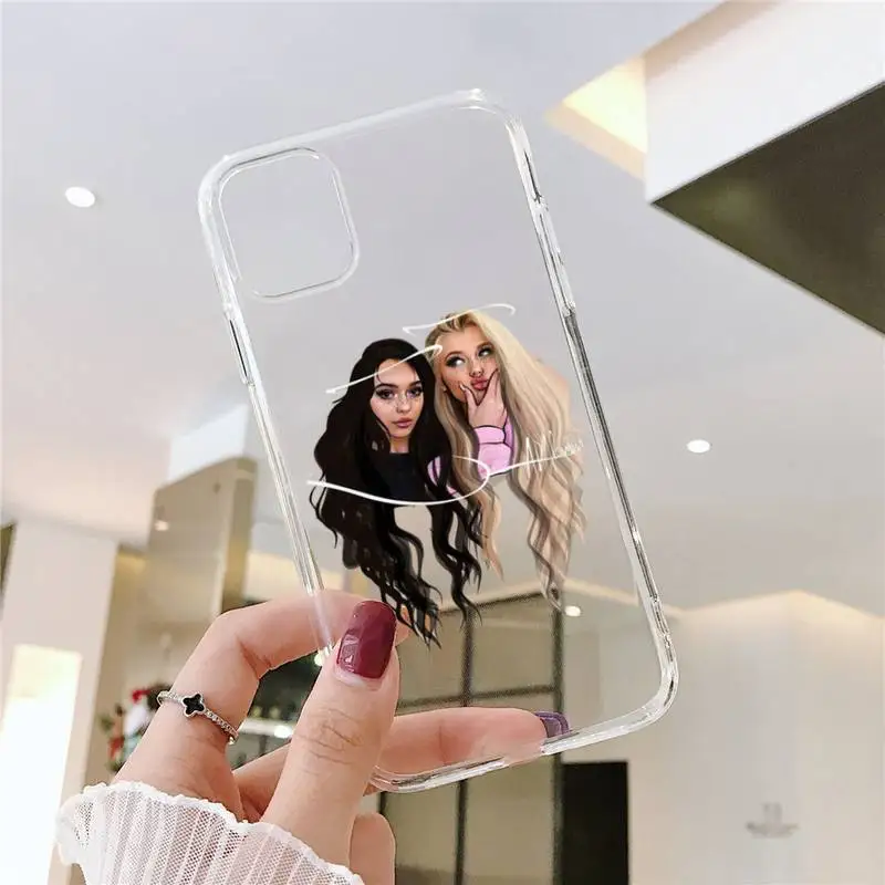 

Pretty girl with brown long hair Phone Case Transparent Clear for iPhone 11 12 mini pro XS MAX 8 7 6 6S Plus X 5S SE XR 2020
