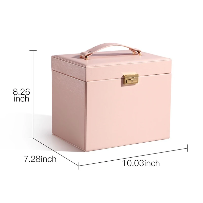 Large Jewelry Box Luxury PU Leather Organizer for Earrings Display Storage With Mirror Ring Holder Jewellery Organizer Gift Case