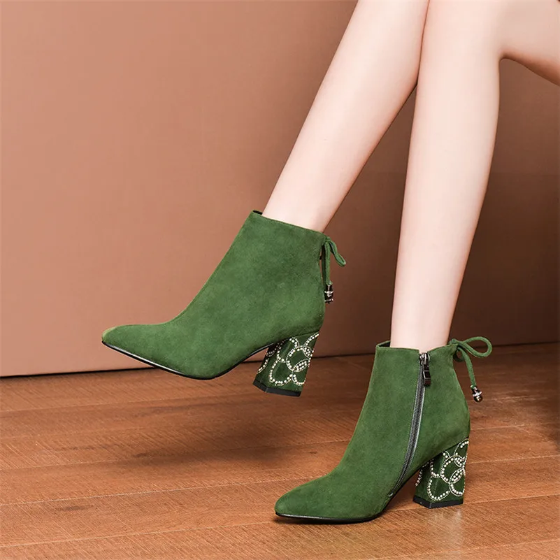 FEDONAS Pearl Embroider Women Ankle Boots High Heeled Prom Elegant Ladies Shoes Woman Warm Autumn and Winter Short Chelsea Boots