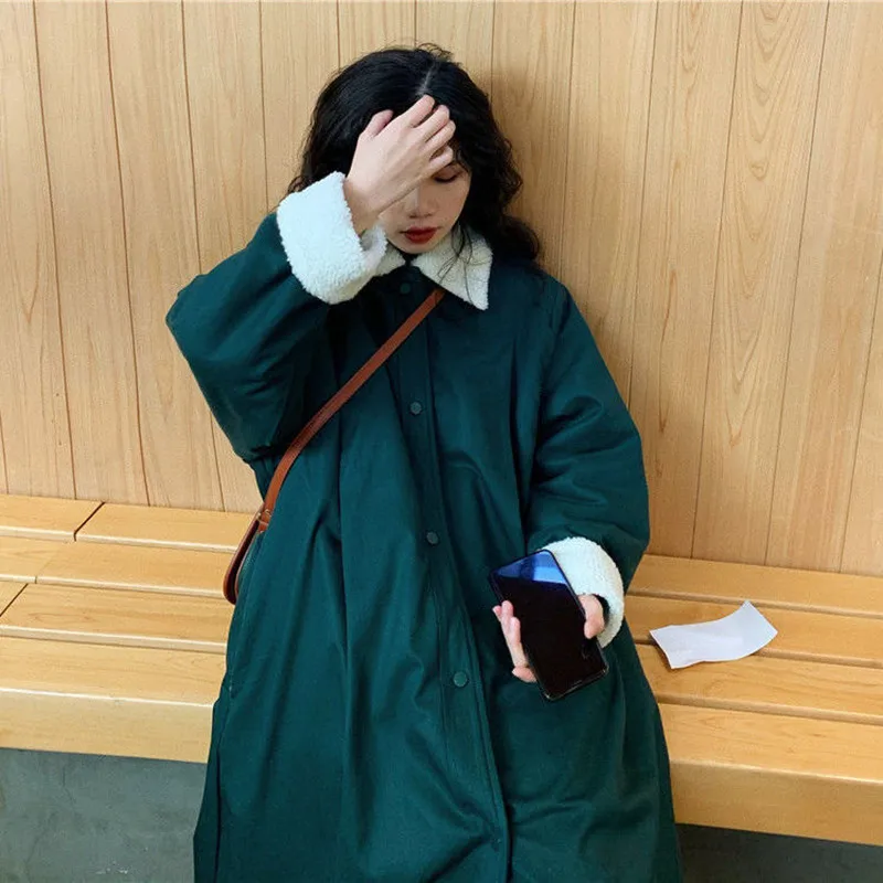 Парка женская зимняя длинная из овечьей шерсти с капюшоном и длинным рукавом |