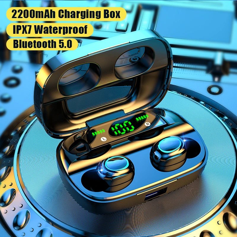 Беспроводные наушники TWS Bluetooth 5 0 с микрофоном 2200 мАч зарядная коробка