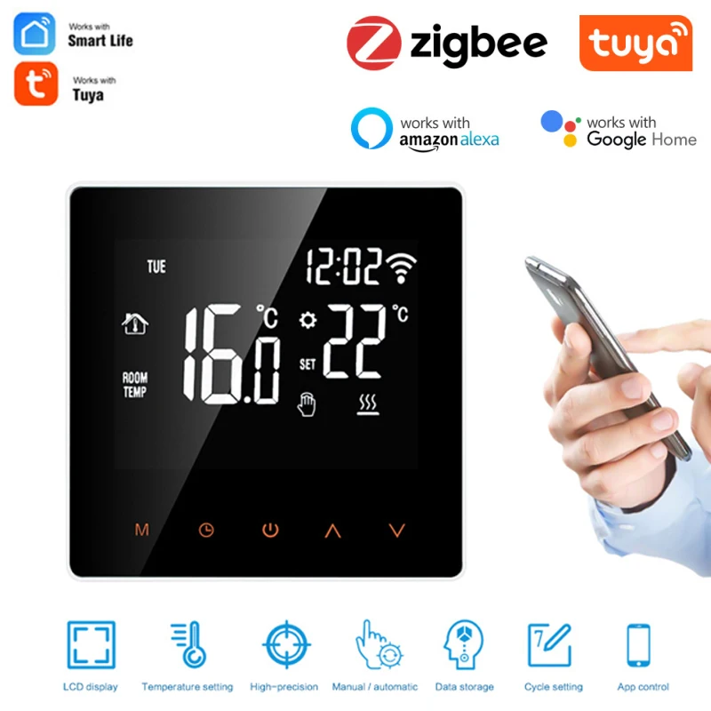 

Умный термостат Tuya Zigbee, Умный домашний контроллер температуры для теплого пола, для Alexa Google Home