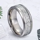 Модное мужское кольцо из титановой стали серебристого цвета 8 мм 2021, винтажное обручальное кольцо с узором метеорита для свадьбы, ювелирные изделия из ледяной шелковой фольги