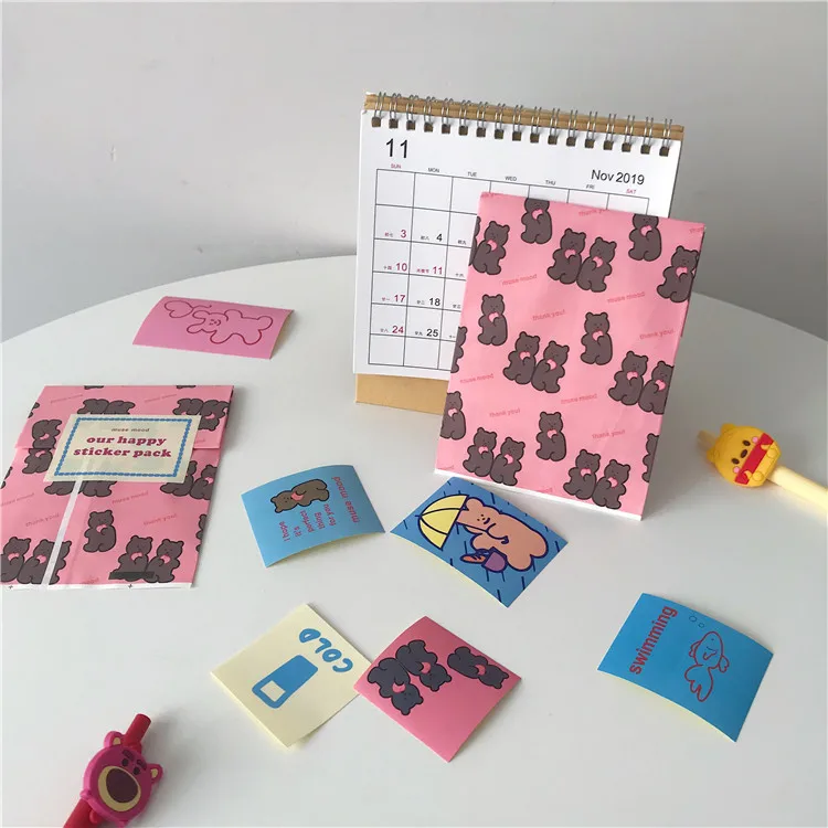 11 листов милых наклеек в стиле Ins наклейки Мультяшные кролики кофейный медведь