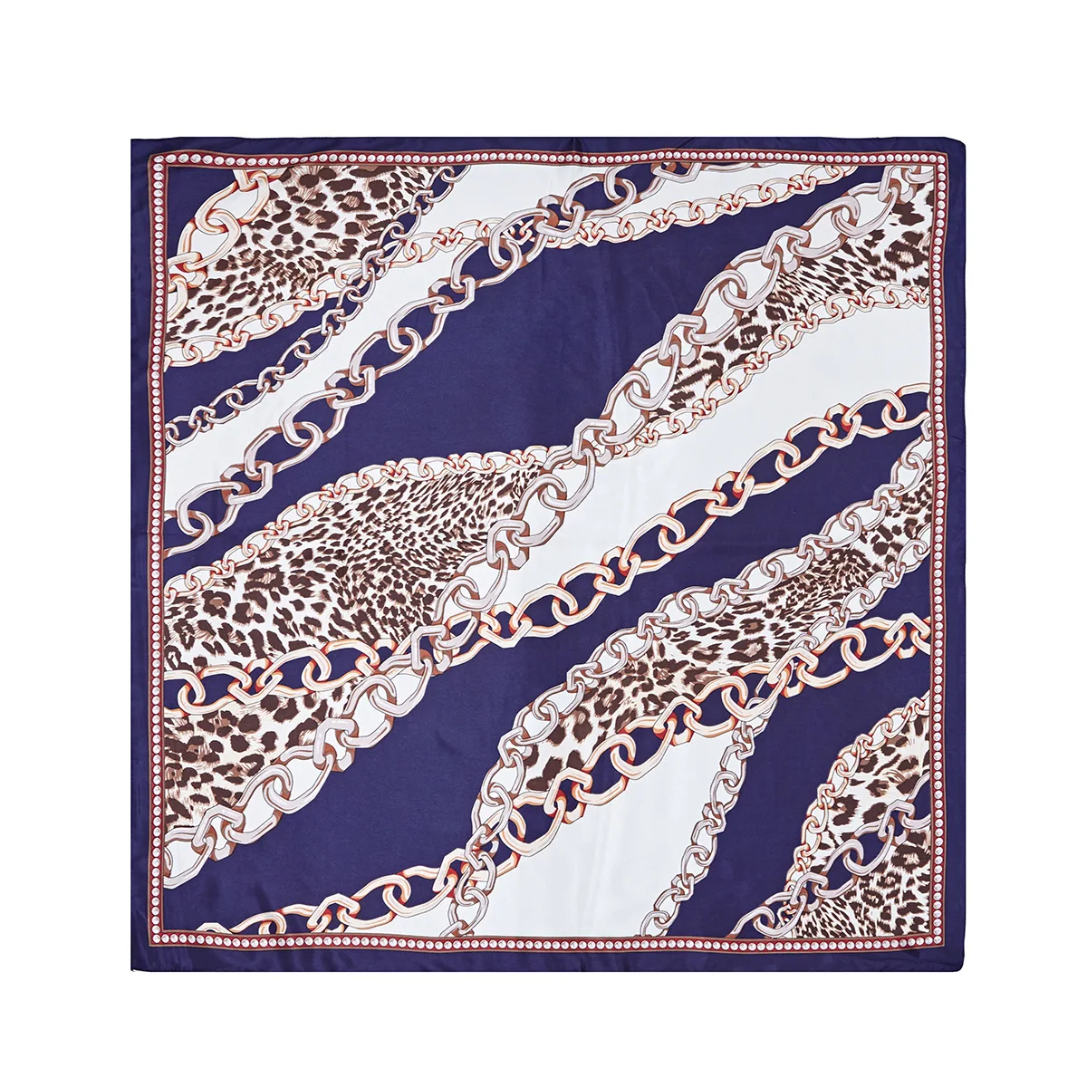 

2021 Luxury Brand 90CM Fashion Leopord Pattern Bandana Real Fabrics Silk Scarves Printed Headscarf Soft Scarf Women poncho