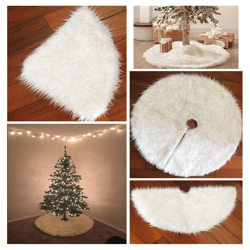 Soft Artificial Sheepskin Rug Christmas Tree Skirt Warm Hairy Carpet Seat Textil Fur Area Rugs Christmas Tree Decoration