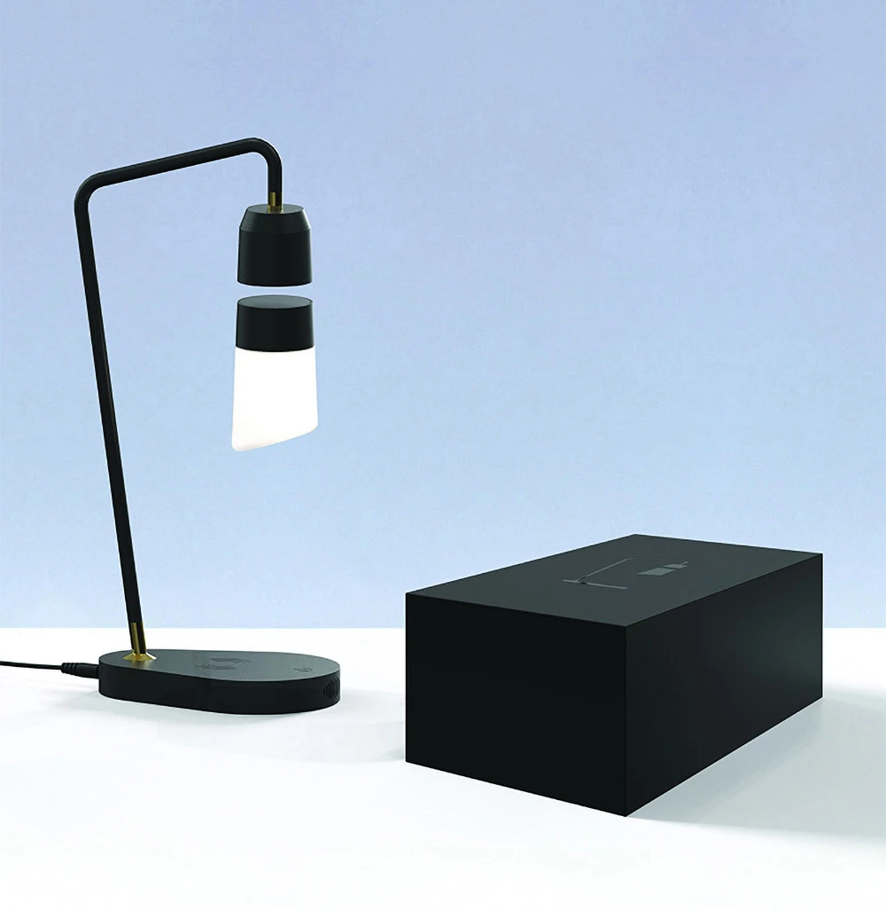 MEGI Magnetic Levitation Black Gold Lamp Smart Voice Control Desk Lamp Bedroom Atmosphere Lamp Wireless Charging Reading Lamp