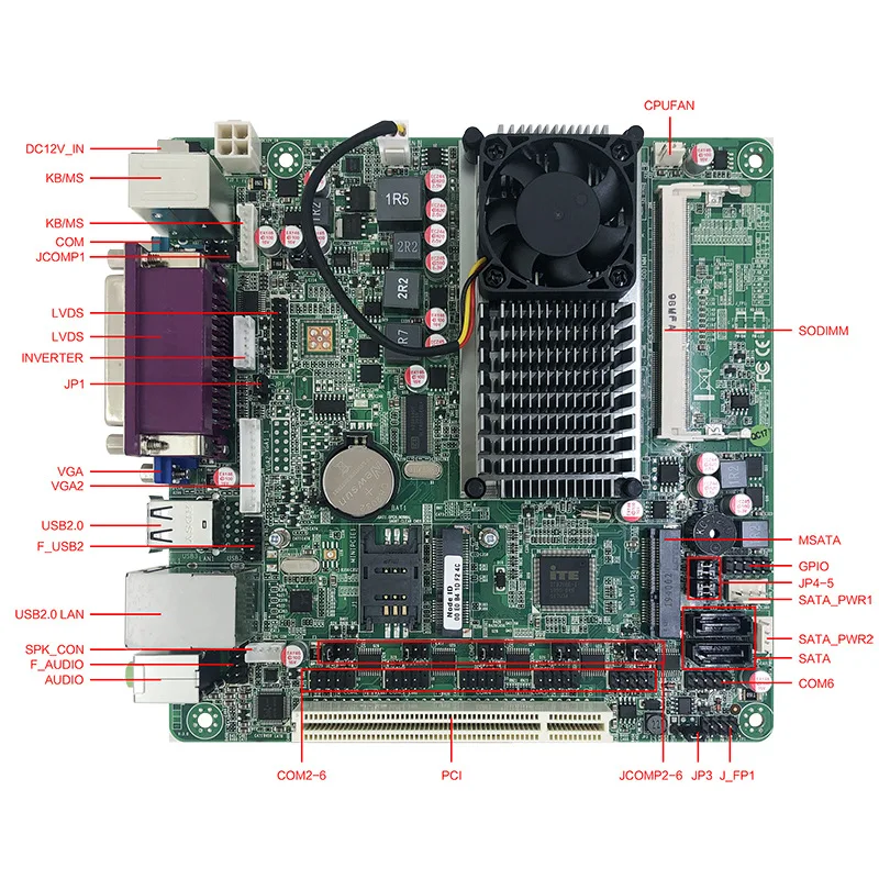 Материнская плата Atom D525 Mini ITX для терминала POS ATM с 6 * COM VGA LVDS LPT|Промышленные
