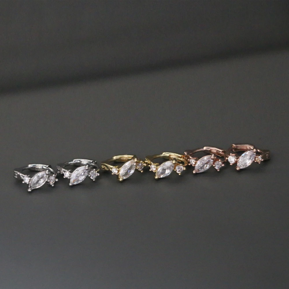 Милый простой Блестящий циркониевый геометрический Зажим Для Пирсинга Ушей