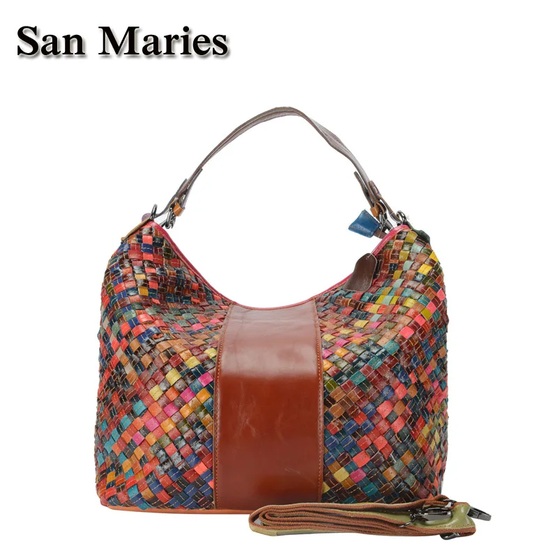 Сан Мари из натуральной кожи женские Вязание ручной сумки роскошные